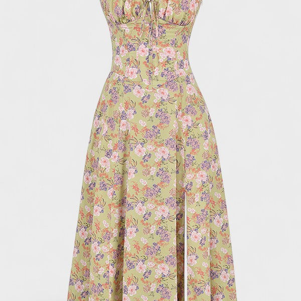 Carolina - Vestido Floral com Corpete Ajustado