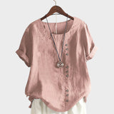 Mia - Blusa de manga curta com decote redondo