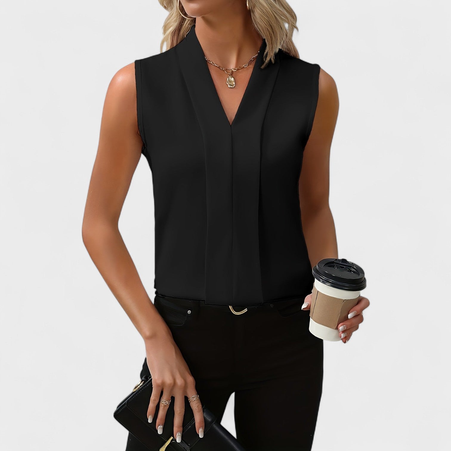 Julia - Blusa sem mangas com decote em V