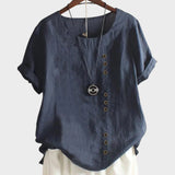 Mia - Blusa de manga curta com decote redondo