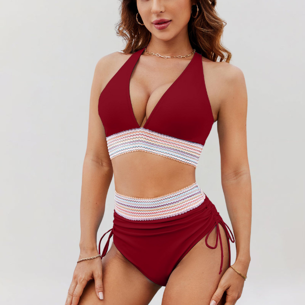 Vitória – Conjunto de biquíni de cintura alta com controlo da barriga