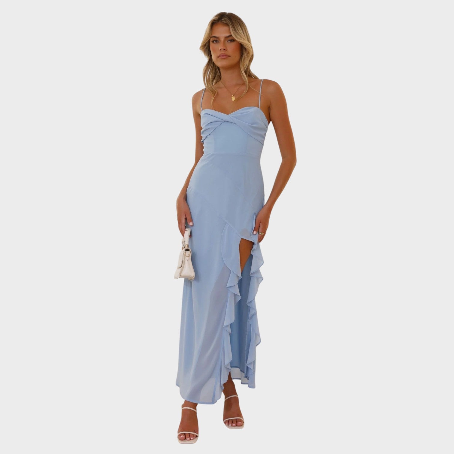 Aurelia - Vestido com folhos e alças finas