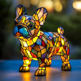 Bulldog Francês - Lâmpada de Vitrais