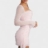 Sónia - Vestido Mini com Brilho e Decote