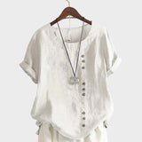 Mia - Blusa de manga curta com decote redondo