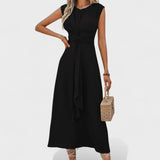 Emilia - Vestido maxi elegante sem mangas e gola redonda