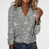 Lourdes - Blusa Brilhante com Decote em V