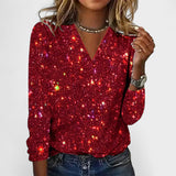 Lourdes - Blusa Brilhante com Decote em V
