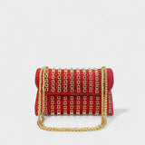 Claudia - Bolsa de ombro com corrente elegante e diamantes coloridos