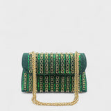 Claudia - Bolsa de ombro com corrente elegante e diamantes coloridos