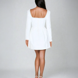 Caia - Elegant Pearl Long Sleeve Mini Dress