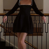 Caia - Elegant Pearl Long Sleeve Mini Dress