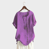 Mia - Blusa de manga curta com decote redondo