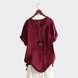 Mia - Blusa de manga curta com decote redondo