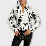 Joana - Blusa elegante de manga comprida com um decote pontiagudo