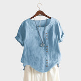 Mia - Blusa de manga curta com decote redondo