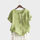 Mia - Blusa de manga curta com decote redondo