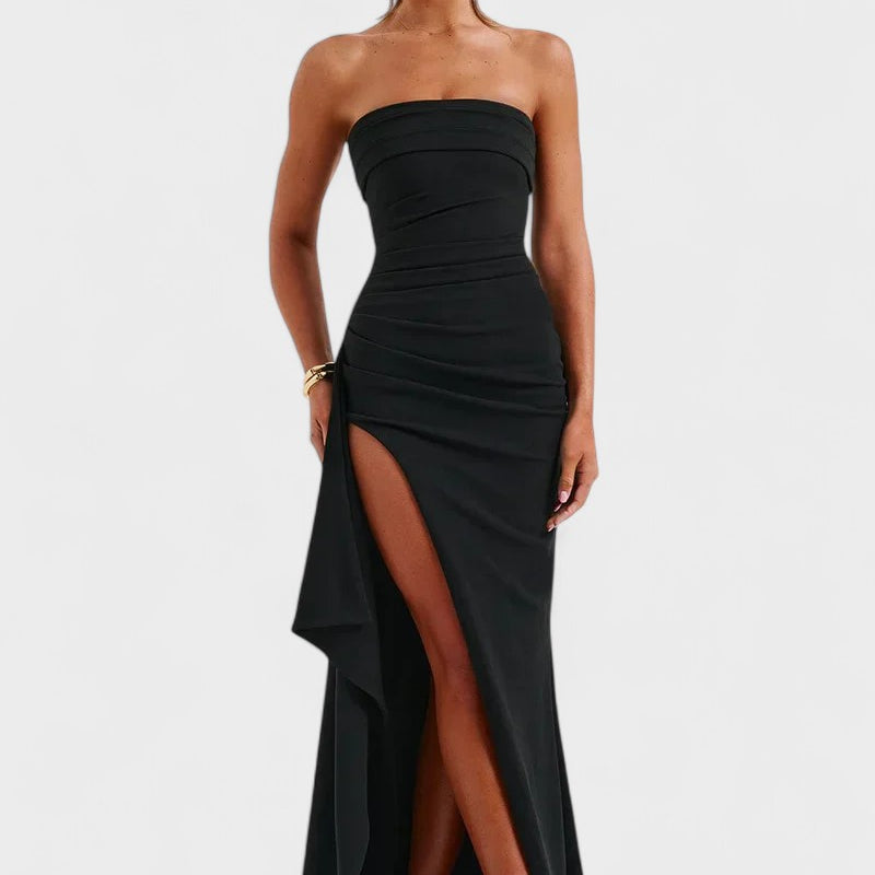 Cláudia - Vestido Comprido Elegante Sem Alças